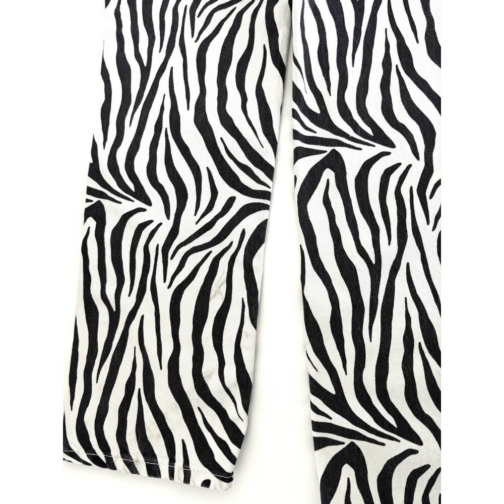 Zara Jeans Size 2 Zebra Print High Rise Straight Leg Y2K Streetwear Scandi Style - Picture 4 of 16